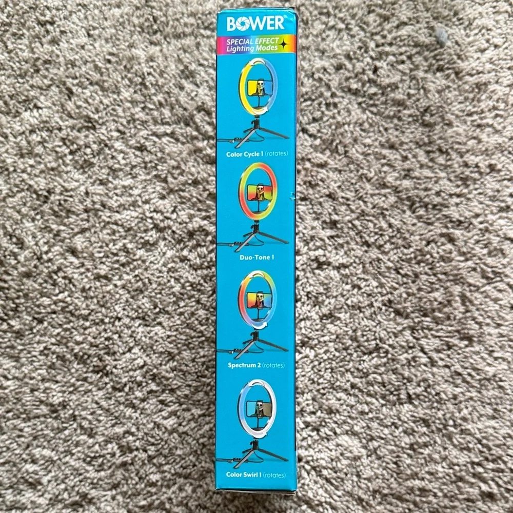 Bower 10" RGB Tabletop Ring Light with Phone Holder - Black - Picture 3 of 6